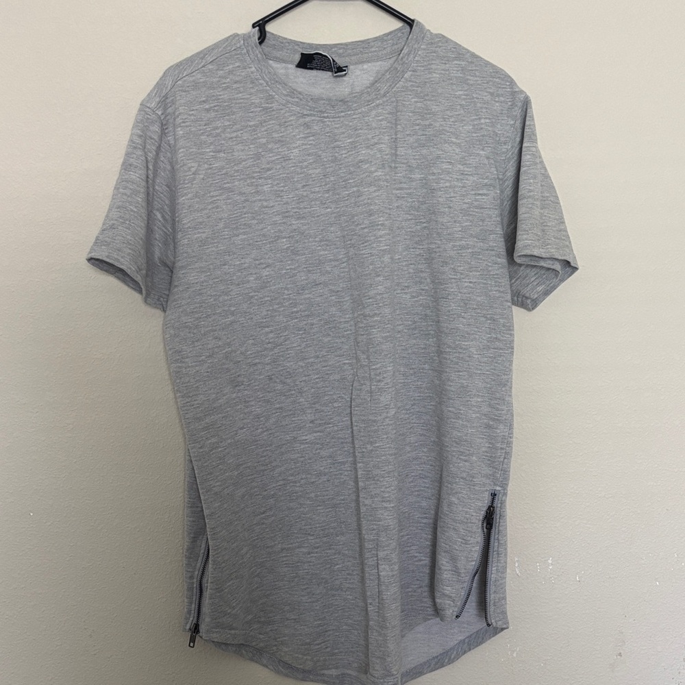 Krisp Men's Gray T-Shirt with Zipper Detail XL #26